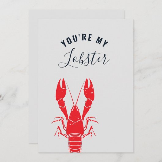 ロブスターパーソナライズされたシーフードアニバーサリーギャグ シーズンカード (正面/裏面)