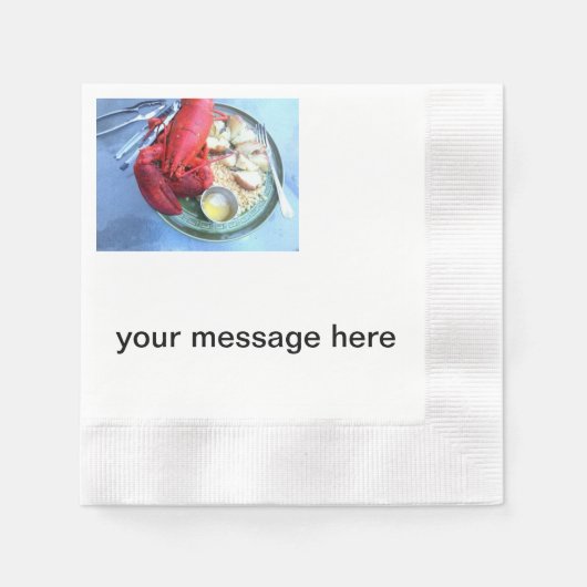ロブスターパーソナライズされたナプキン 縁ありカクテルナプキン (正面)