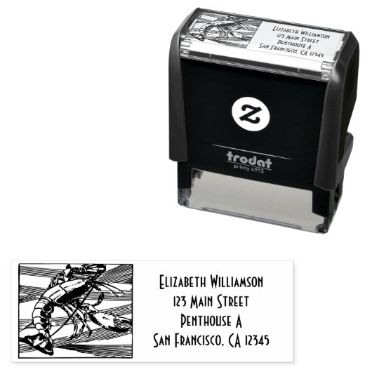 ロブスターパーソナライズされた付き海 セルフインキングスタンプ (インサイチュ)