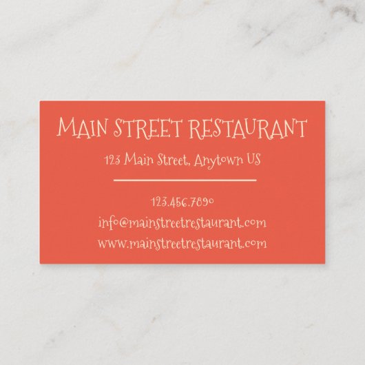 ロブスタービスクスープシーフードレストランシェフ 名刺 (裏面)