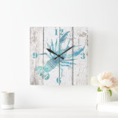 ロブスタービーチハウスウッドルックウォールクロック スクエア壁時計 (ホーム)