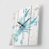 ロブスタービーチハウスウッドルックウォールクロック スクエア壁時計 (傾斜)