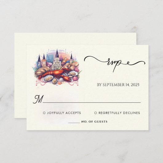 ロブスタービーチ海サマーニューオーリンズ結婚ズ 出欠カード (正面/裏面)