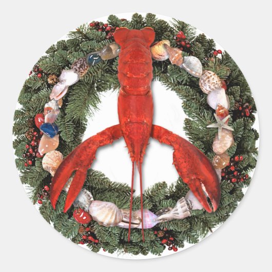 ロブスターピースクリスマスリースシール ラウンドシール (正面)
