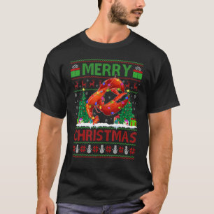 ロブスターフィッシュクリスマスツリー醜いサンタロブスターキリスト Tシャツ