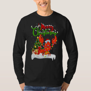 ロブスターフィッシュクリスマスデコレーションサンタロブスタークリス Tシャツ