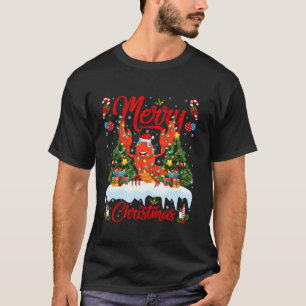 ロブスターフィッシュメリークリスマスツリーライトサンタロブ Tシャツ