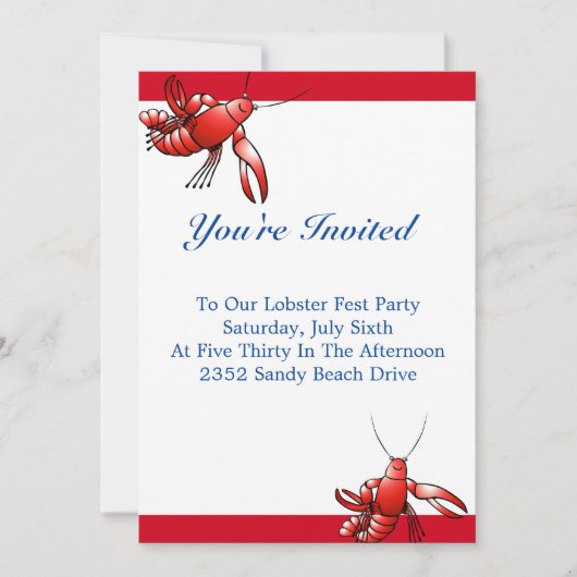 ロブスターフェストパーティの招待状 招待状 (正面)