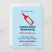 ロブスターフェストロブスターベイクキュートレッドロブスターハート 招待状 (裏面)