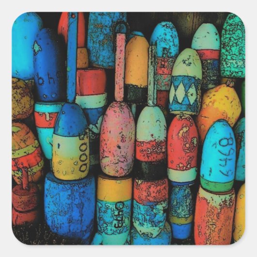 ロブスターブイステッカー スクエアシール (正面)