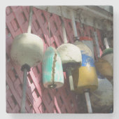 ロブスターブイ・オン・ピンク・ラティス – Martha's Vinyard ストーンコースター (正面)