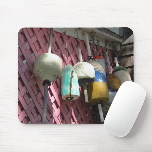 ロブスターブイ・オン・ピンク・ラティス – Martha's Vinyard マウスパッド (マウス)