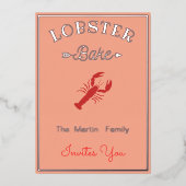 ロブスターベーク – レトロタイポグラフィフォイル招待状 箔招待状 (正面)