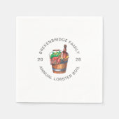 ロブスターボイルアニュアルファミリーサマーパーティー紙 スタンダードカクテルナプキン (正面)