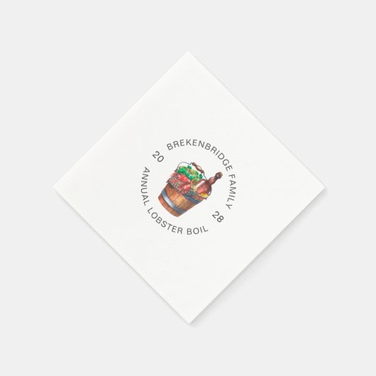 ロブスターボイルアニュアルファミリーサマーパーティー紙 スタンダードカクテルナプキン (角)