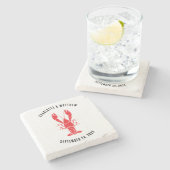 ロブスターボイルコーストビーチ結婚式カスタム ストーンコースター (横)