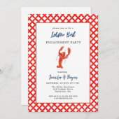 ロブスターボイルシーフード婚約パーティ招待 招待状 (正面/裏面)