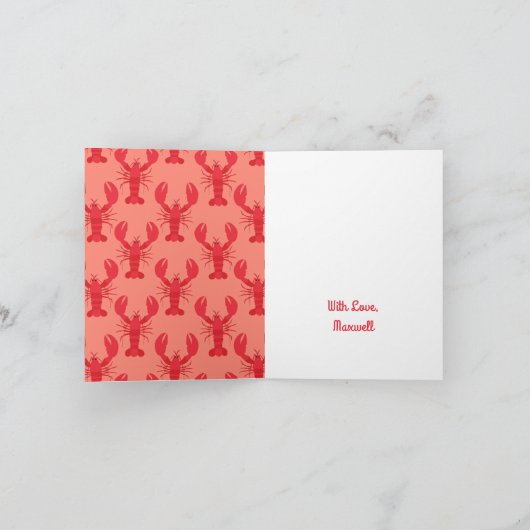 ロブスターボイルバースデーパーティーかわいい子供たち カード (内部)