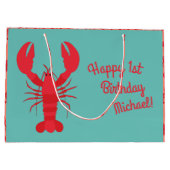 ロブスターボイルバースデーパーティーかわいい子供たち ラージペーパーバッグ (裏面)