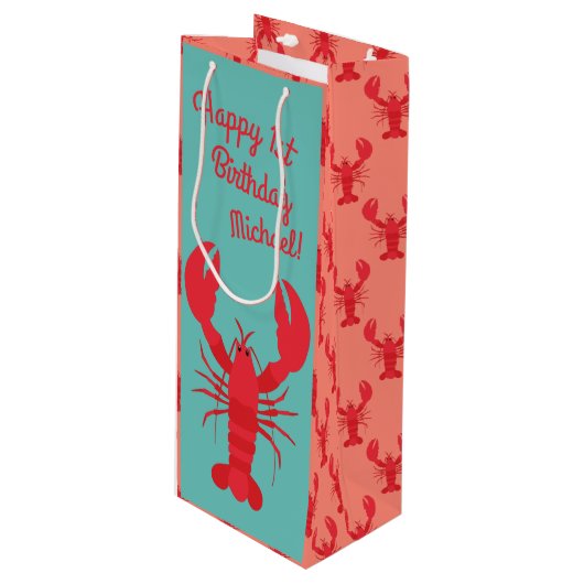 ロブスターボイルバースデーパーティーかわいい子供たち ワインギフトバッグ (正面アングル)