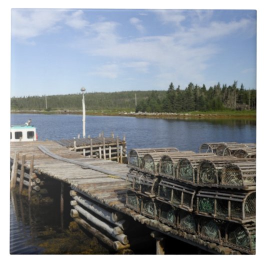 ロブスターボート、ムシャボーム、ノヴァスコシア、カナダ タイル (正面)