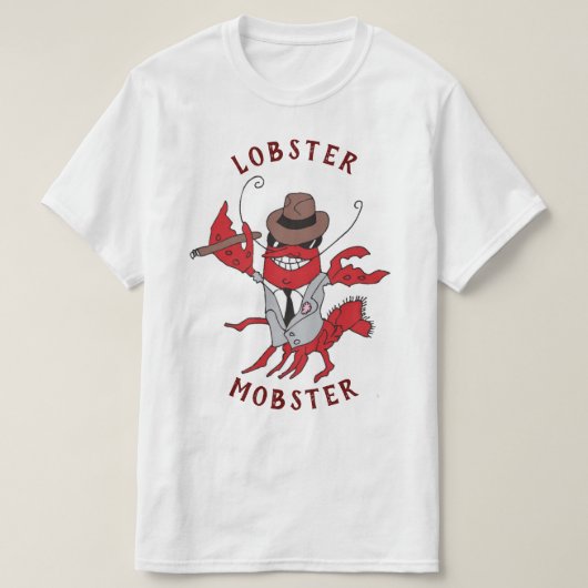 ロブスターマフィア🦞面白いキャラクターギャングスター Tシャツ (デザイン正面)