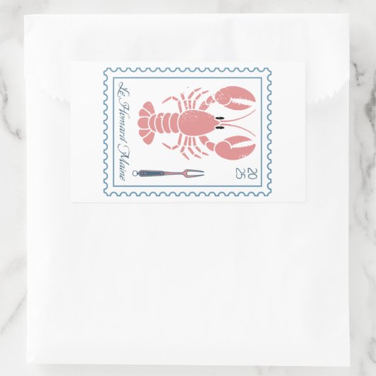 ロブスターメインニューイングランド航海の海シーフード 長方形シール (バッグ)