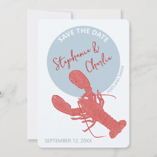 ロブスターメイン結婚式の日付を保存 招待状 (正面)