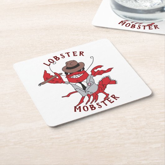 ロブスターモブ🦞漫画おもしろいギャング スクエアペーパーコースター (アングル)