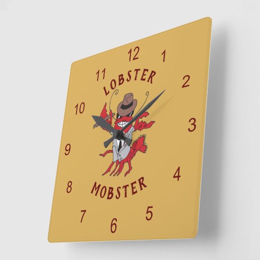 ロブスターモブ🦞漫画おもしろいギャング スクエア壁時計 (傾斜)