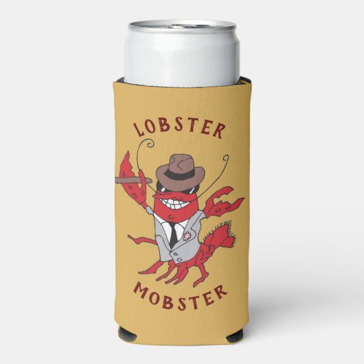 ロブスターモブ🦞漫画おもしろいギャング スリム缶クーラー (Seltzer正面)