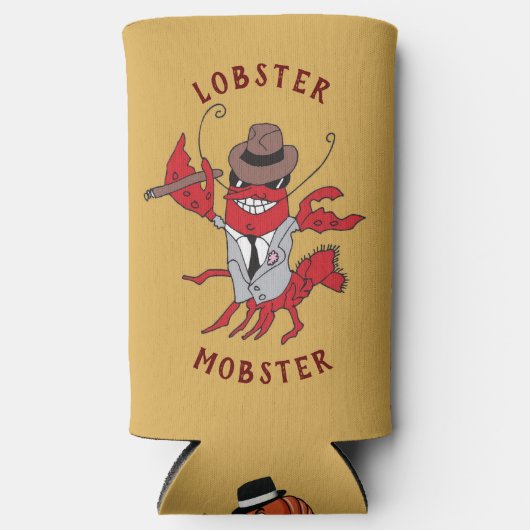 ロブスターモブ🦞漫画おもしろいギャング スリム缶クーラー (正面)