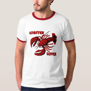 ロブスターラバーメンズレッドリンガーTシャツ Tシャツ