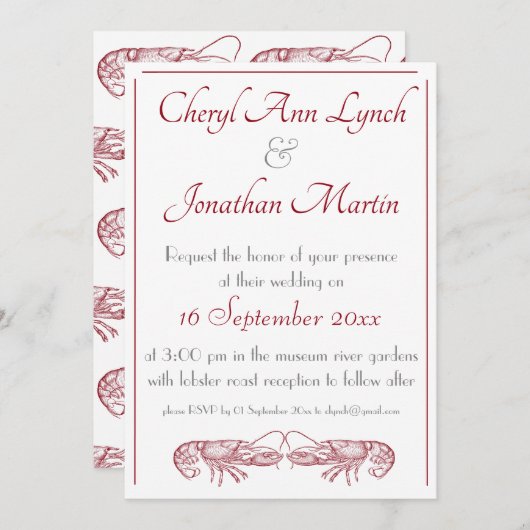 ロブスターラブ結婚式招待状 招待状 (正面/裏面)