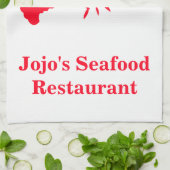 ロブスターレッドホワイトジョジョの魚介レストラン キッチンタオル (折り畳み)
