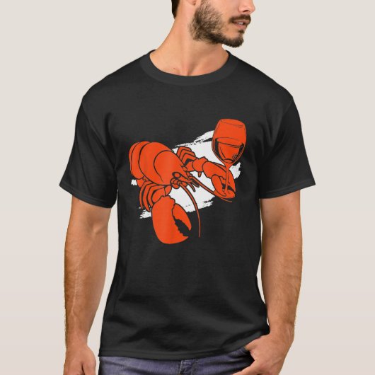 ロブスターワイン飲みシャツサマーおもしろいバケーション Tシャツ (正面)