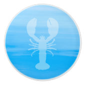 ロブスター付き淡青色の海水 セラミックノブ (正面)