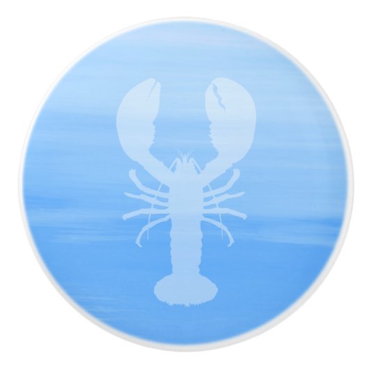 ロブスター付き淡青色の海水 セラミックノブ (正面)