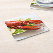 ロブスター写真 スクエアペーパーコースター (アングル)