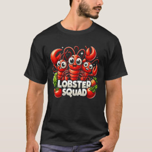 ロブスター分隊かわいいツメ新鮮な野菜シーフードロー Tシャツ