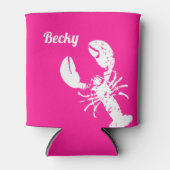 ロブスター動揺してプリントオンピンクおもしろいシーフード 缶クーラー (正面)