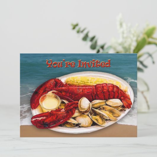 ロブスター及びハマグリの海の海岸線の招待されました 招待状 (スタンド正面)