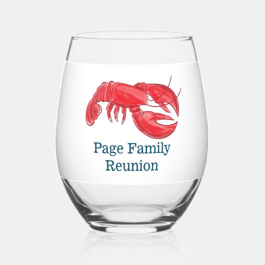 ロブスター名門私立校風のファミリー懇親会 ステムなしワイングラス (正面)