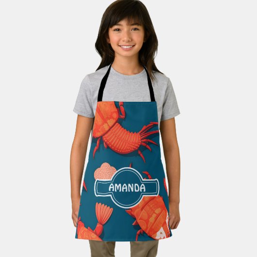 ロブスター幾何カラフルパーソナライズされた模様 エプロン (インサイチュ)