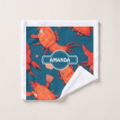 ロブスター幾何カラフルパーソナライズされた模様 バスタオルセット (ウォッシュタオル)