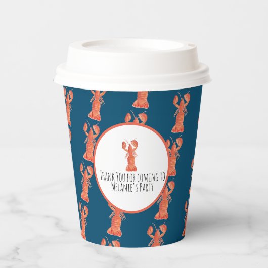 ロブスター手水色シーフードカニ沸騰ブルー 紙コップ (正面)