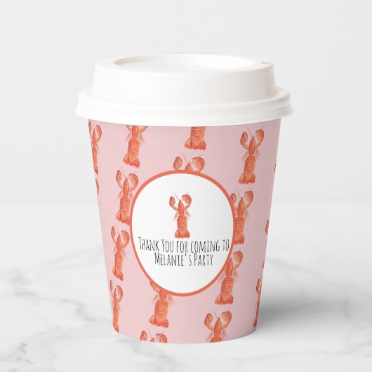 ロブスター手水色シーフードカニ煮ピンク 紙コップ (正面)