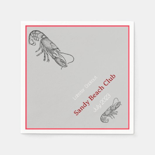 ロブスター料理 スタンダードカクテルナプキン (正面)