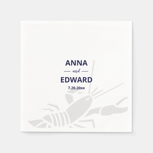 ロブスター新郎新婦の結婚ペーパーナプキン スタンダードカクテルナプキン (正面)