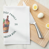 ロブスター沸騰の年間夏の家族シーフードパーティー キッチンタオル (四つ折り)